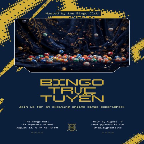 Minh họa chủ đề Bingo trực tuyến với tông màu vàng đen sang trọng
